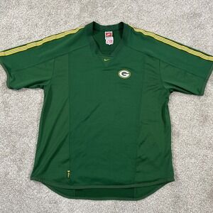 Nike NFL Green Bay Packers Mens XL Jersey Style Shirt VTG Rare 90s Center Swoosh